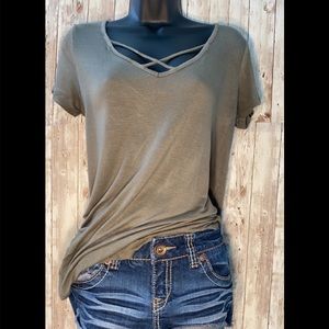 Casual Olive Green Summer Blouse
